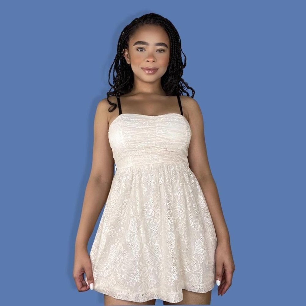 Floral Cream Lace Mini Dress